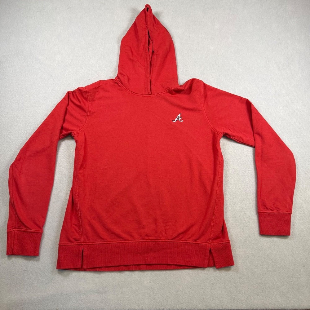 Peter Millar Atlanta Braves MLB Hoodie Mens Small Red French Terry Pullover